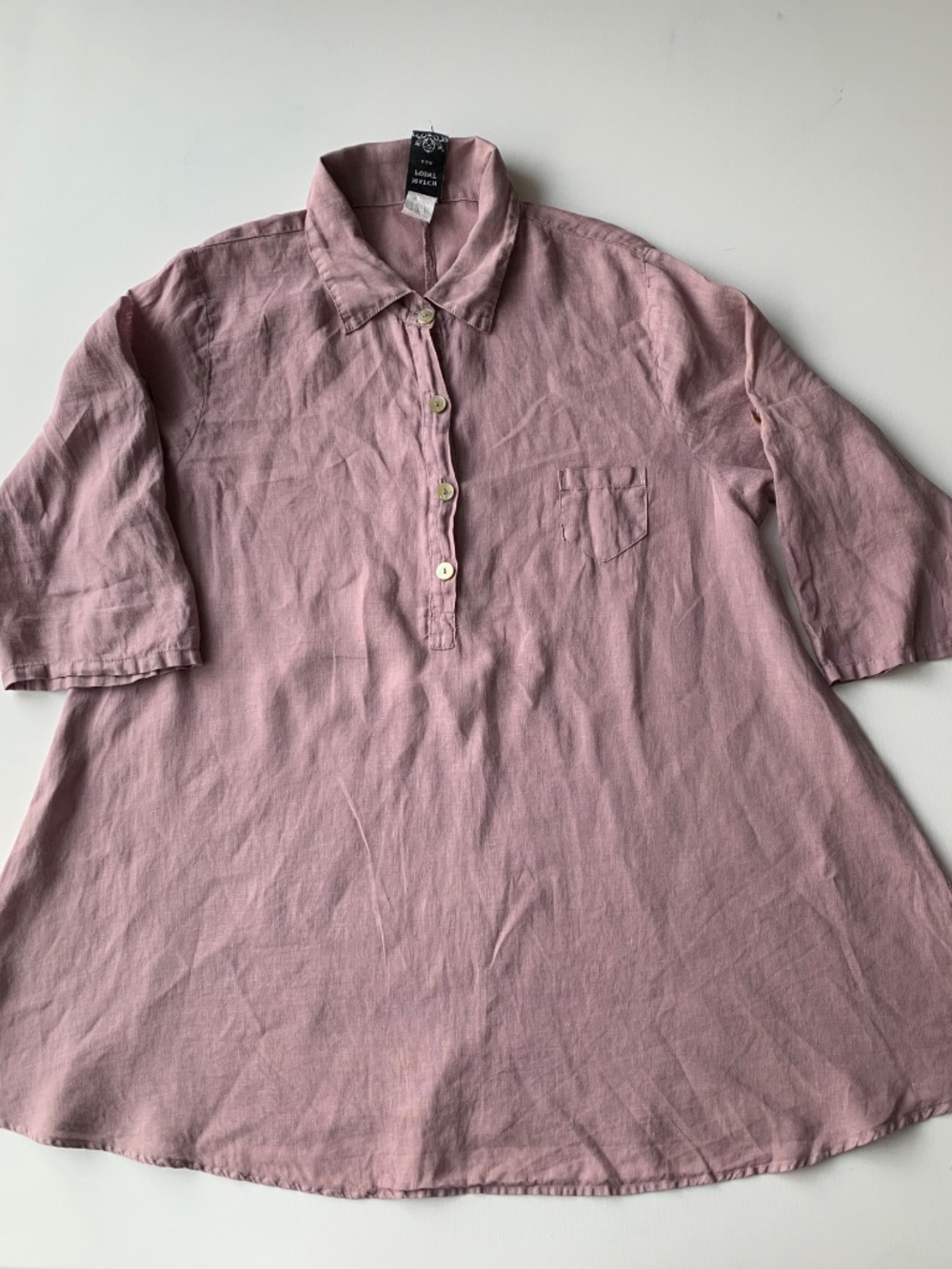 Match Point 100% Linen ¼ Button-Front Linen Tunic Size M Made in USA - Picture 11 of 11